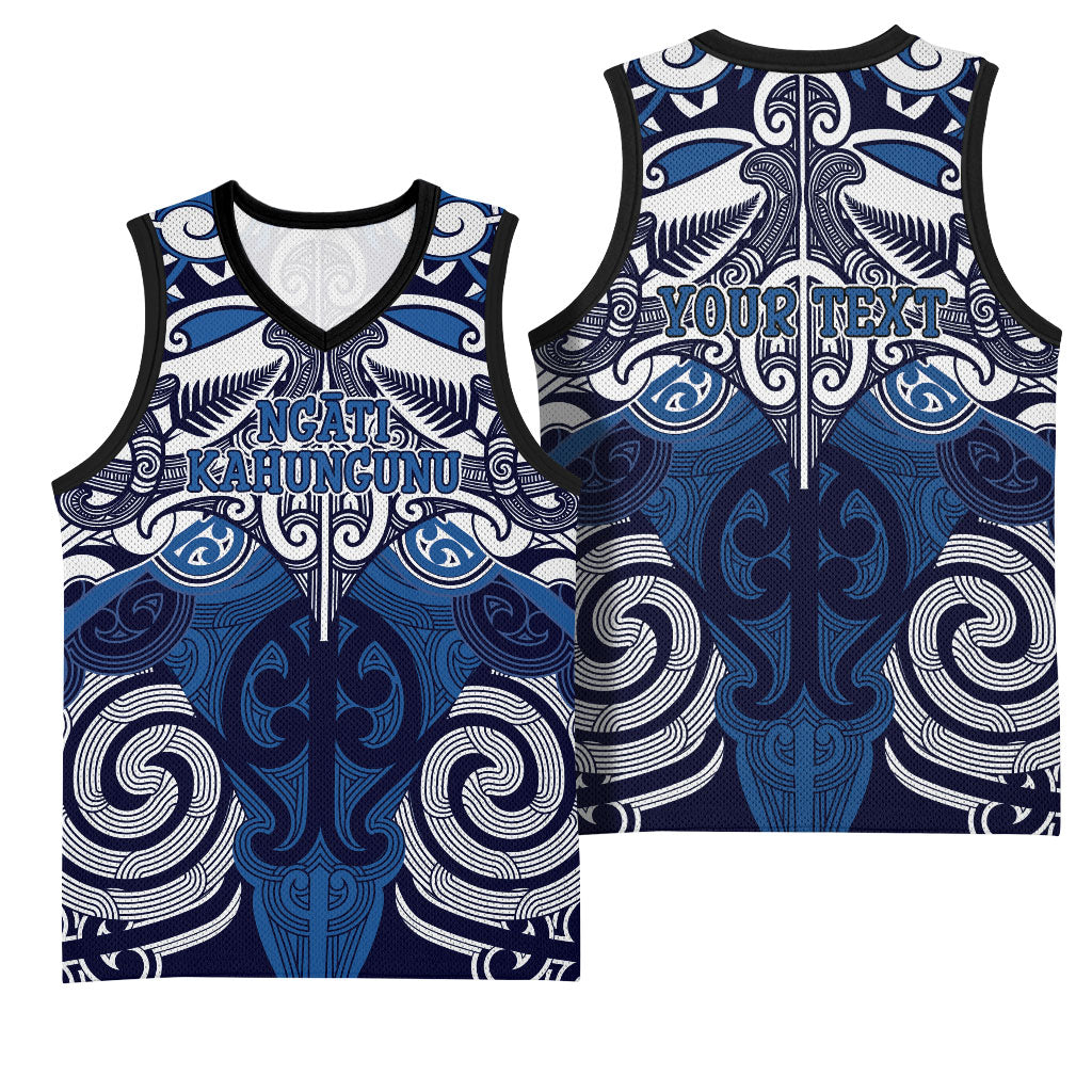 Personalised Maori Ngati Kahungunu Basketball Jersey Silver Fern Kowhaiwhai Art