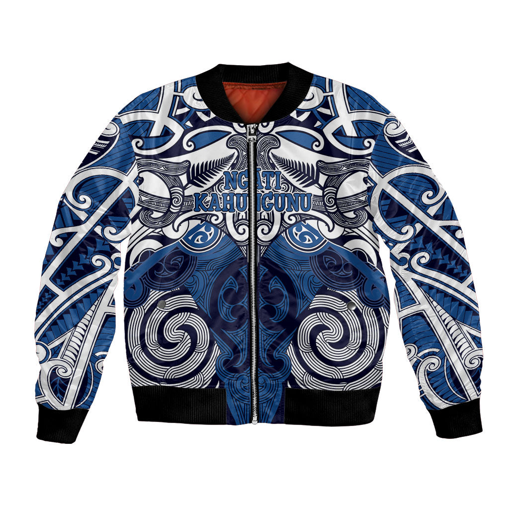 Personalised Maori Ngati Kahungunu Bomber Jacket Silver Fern Kowhaiwhai Art