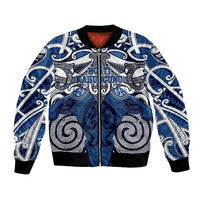Personalised Maori Ngati Kahungunu Bomber Jacket Silver Fern Kowhaiwhai Art