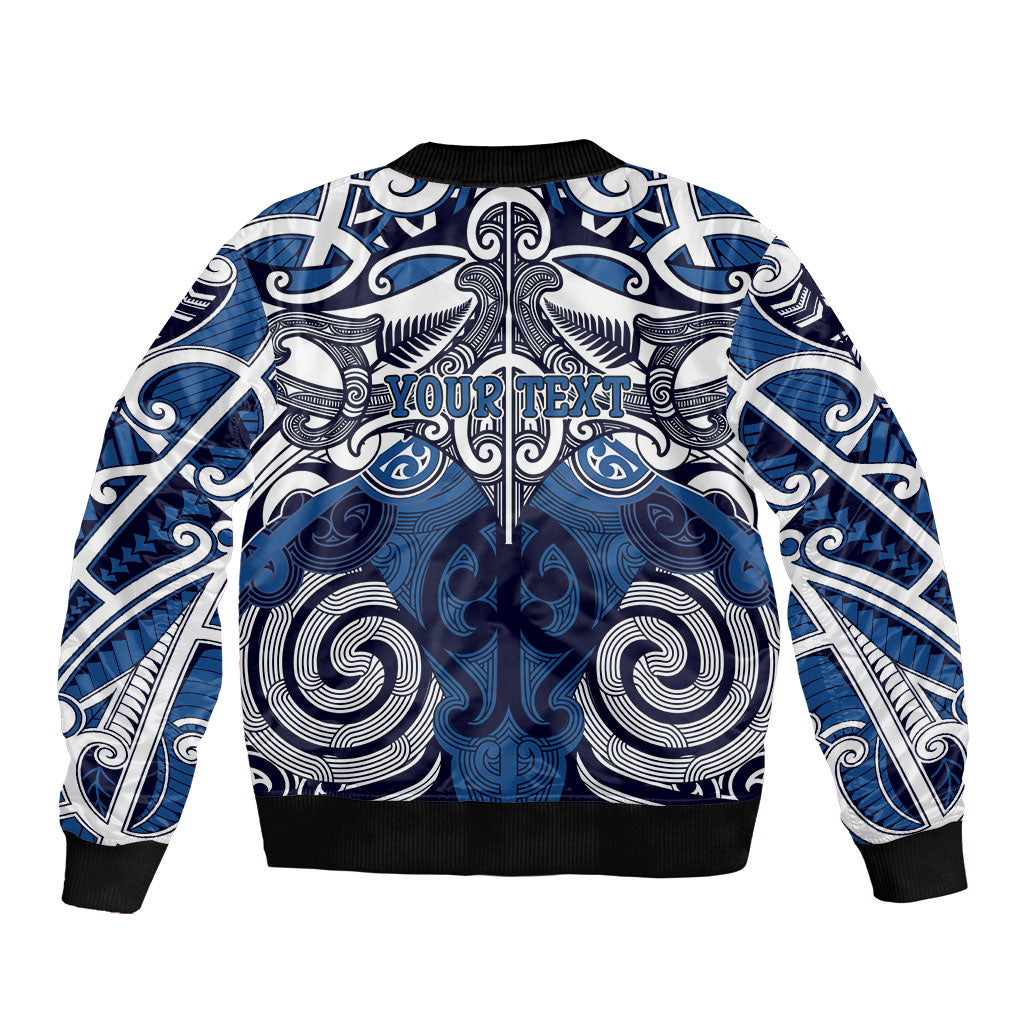 Personalised Maori Ngati Kahungunu Bomber Jacket Silver Fern Kowhaiwhai Art