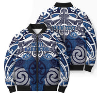 Personalised Maori Ngati Kahungunu Bomber Puffer Jacket Silver Fern Kowhaiwhai Art