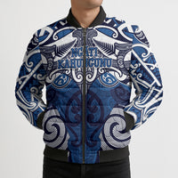 Personalised Maori Ngati Kahungunu Bomber Puffer Jacket Silver Fern Kowhaiwhai Art