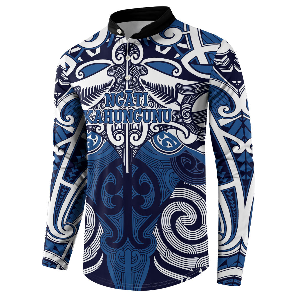 Personalised Maori Ngati Kahungunu Button Sweatshirt Silver Fern Kowhaiwhai Art