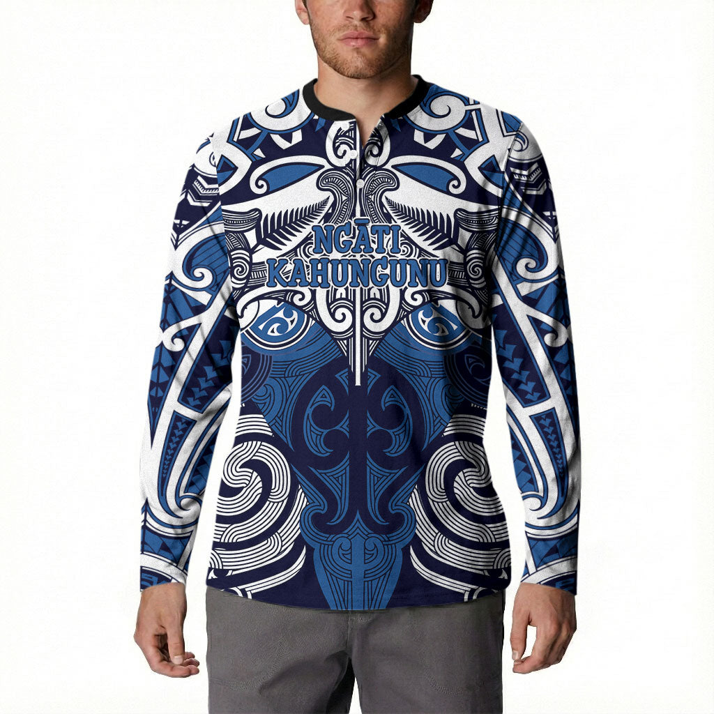 Personalised Maori Ngati Kahungunu Button Sweatshirt Silver Fern Kowhaiwhai Art