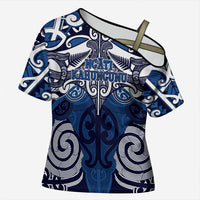 Personalised Maori Ngati Kahungunu Cross Shoulder Shirt Silver Fern Kowhaiwhai Art