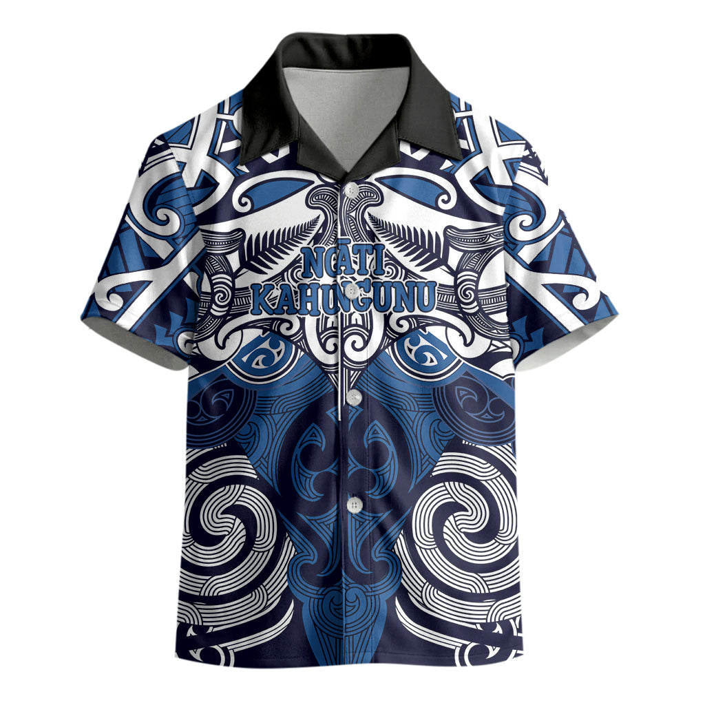 Personalised Maori Ngati Kahungunu Kid Hawaiian Shirt Silver Fern Kowhaiwhai Art