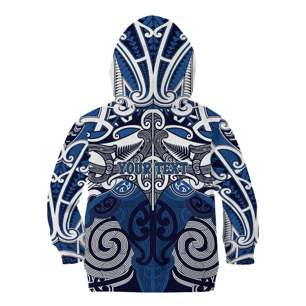 Personalised Maori Ngati Kahungunu Kid Hoodie Silver Fern Kowhaiwhai Art