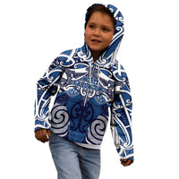 Personalised Maori Ngati Kahungunu Kid Hoodie Silver Fern Kowhaiwhai Art