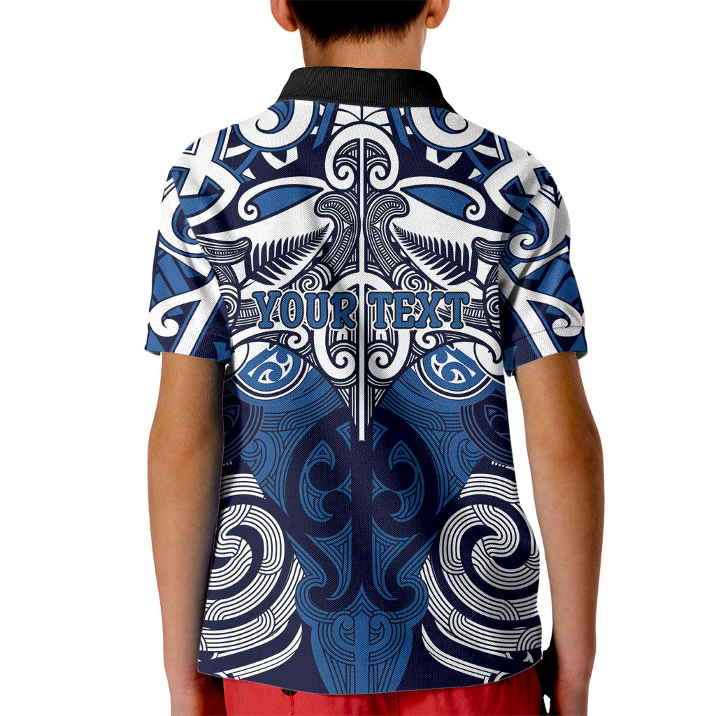 Personalised Maori Ngati Kahungunu Kid Polo Shirt Silver Fern Kowhaiwhai Art