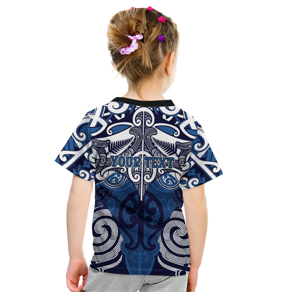 Personalised Maori Ngati Kahungunu Kid T Shirt Silver Fern Kowhaiwhai Art