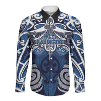 Personalised Maori Ngati Kahungunu Long Sleeve Button Shirt Silver Fern Kowhaiwhai Art