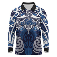 Personalised Maori Ngati Kahungunu Long Sleeve Polo Shirt Silver Fern Kowhaiwhai Art