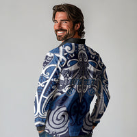 Personalised Maori Ngati Kahungunu Long Sleeve Polo Shirt Silver Fern Kowhaiwhai Art