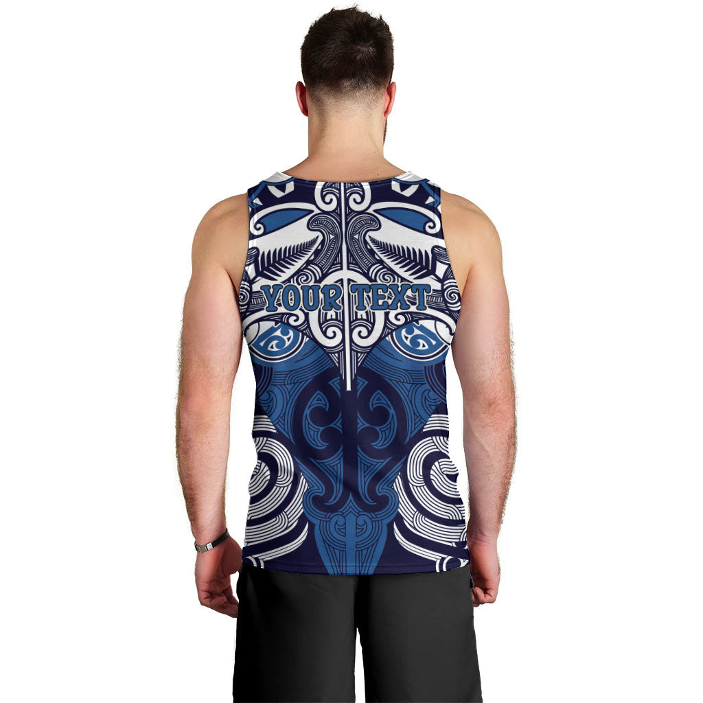 Personalised Maori Ngati Kahungunu Men Tank Top Silver Fern Kowhaiwhai Art