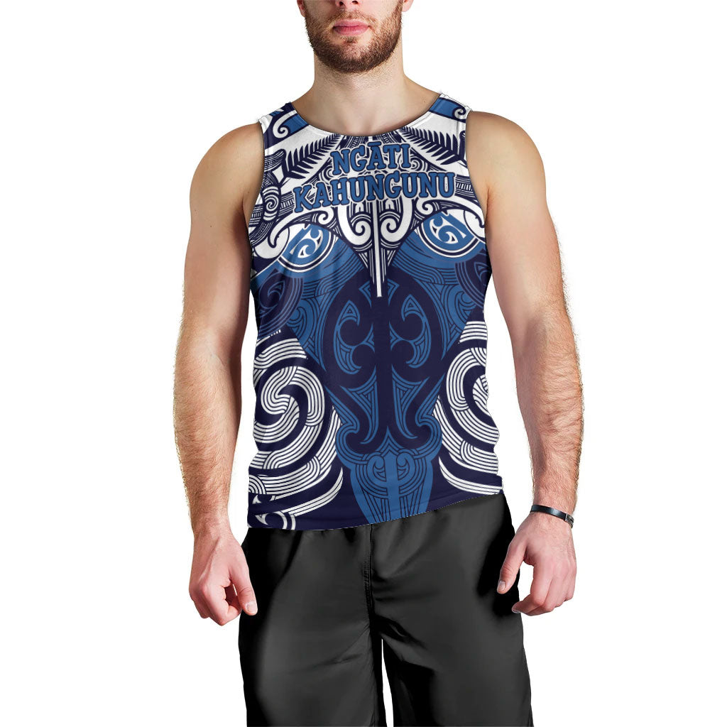 Personalised Maori Ngati Kahungunu Men Tank Top Silver Fern Kowhaiwhai Art