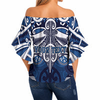Personalised Maori Ngati Kahungunu Off Shoulder Wrap Waist Top Silver Fern Kowhaiwhai Art