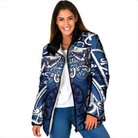 Personalised Maori Ngati Kahungunu Padded Jacket Silver Fern Kowhaiwhai Art