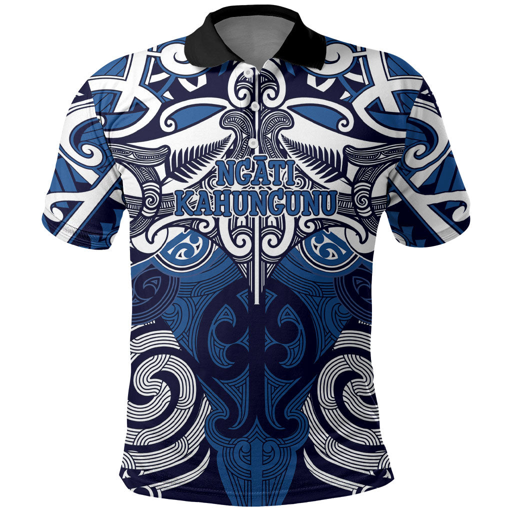 Personalised Maori Ngati Kahungunu Polo Shirt Silver Fern Kowhaiwhai Art