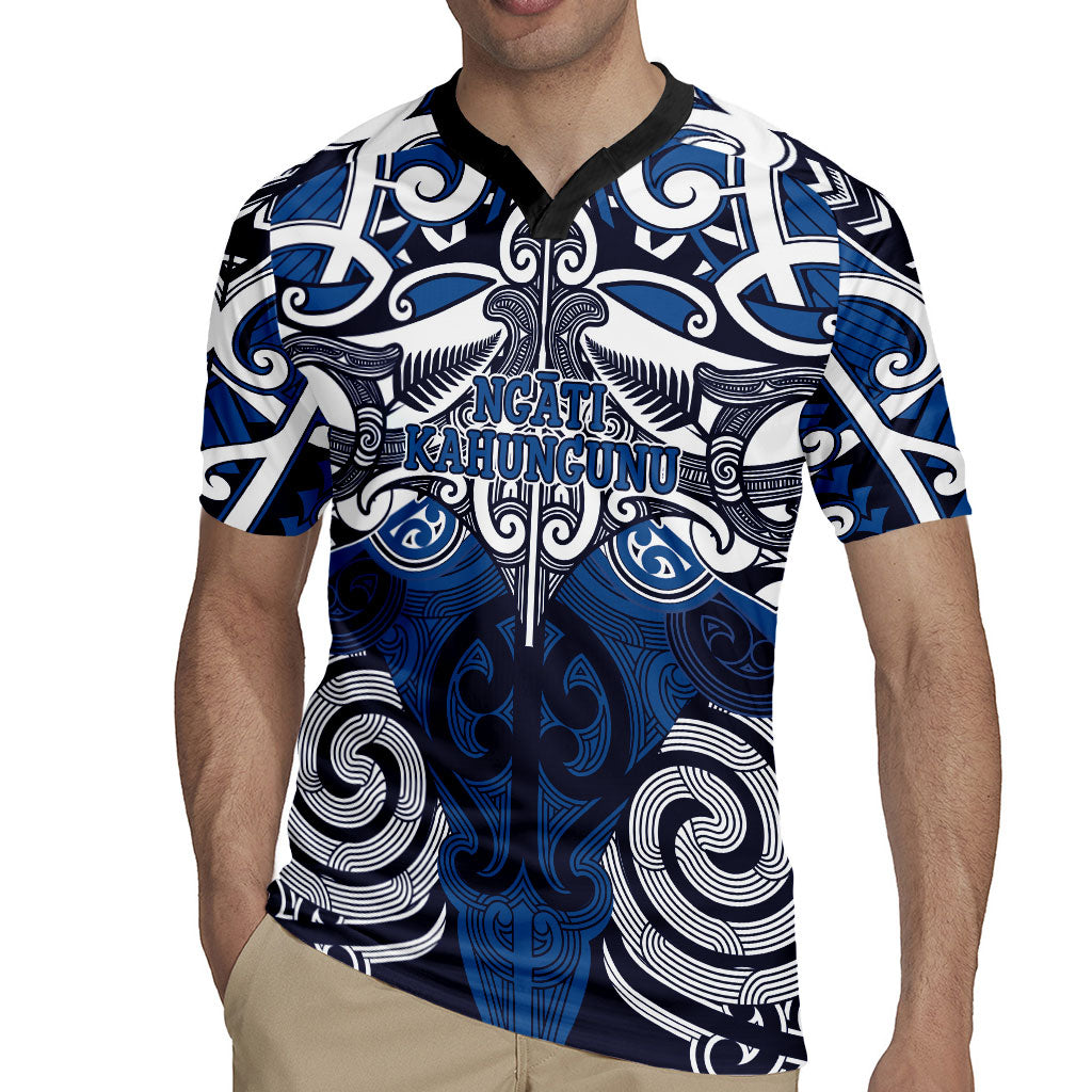 Personalised Maori Ngati Kahungunu Rugby Jersey Silver Fern Kowhaiwhai Art