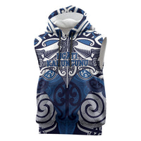 Personalised Maori Ngati Kahungunu Sleeveless Hoodie Silver Fern Kowhaiwhai Art