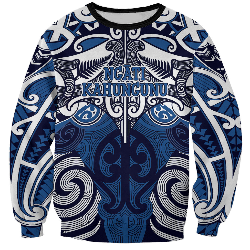 Personalised Maori Ngati Kahungunu Sweatshirt Silver Fern Kowhaiwhai Art