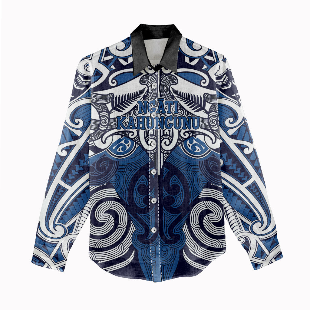 Personalised Maori Ngati Kahungunu Women Casual Shirt Silver Fern Kowhaiwhai Art