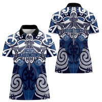 Personalised Maori Ngati Kahungunu Women Polo Shirt Silver Fern Kowhaiwhai Art