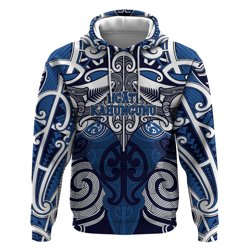 Personalised Maori Ngati Kahungunu Zip Hoodie Silver Fern Kowhaiwhai Art
