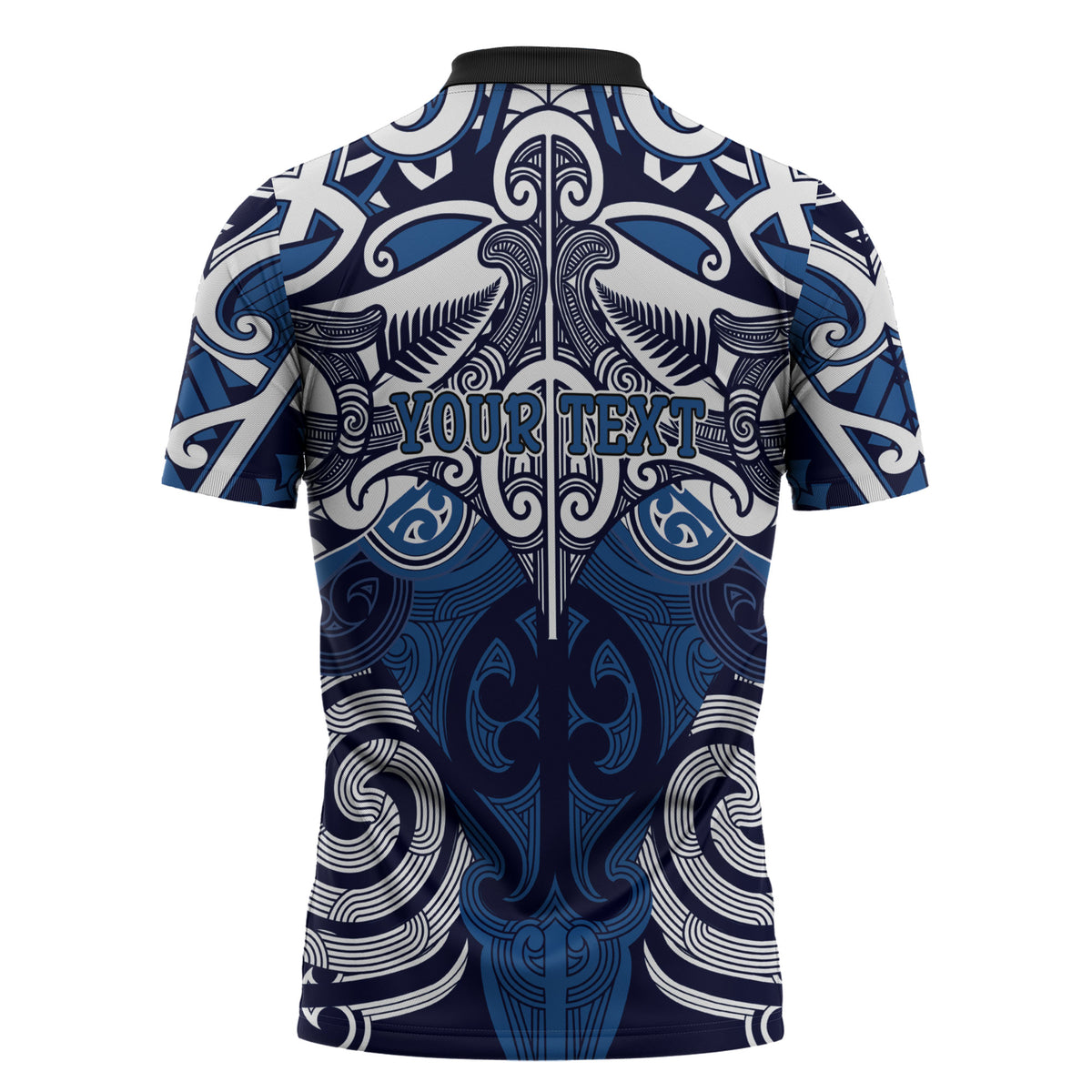 Personalised Maori Ngati Kahungunu Zipper Polo Shirt Silver Fern Kowhaiwhai Art