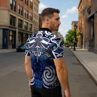 Personalised Maori Ngati Kahungunu Zipper Polo Shirt Silver Fern Kowhaiwhai Art