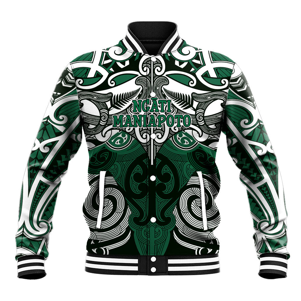 Personalised Maori Ngati Maniapoto Baseball Jacket Silver Fern Kowhaiwhai Art