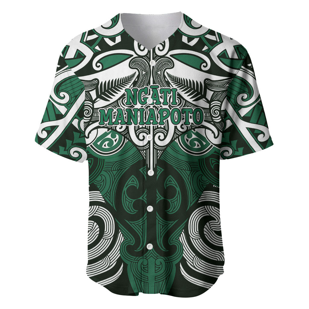 Personalised Maori Ngati Maniapoto Baseball Jersey Silver Fern Kowhaiwhai Art