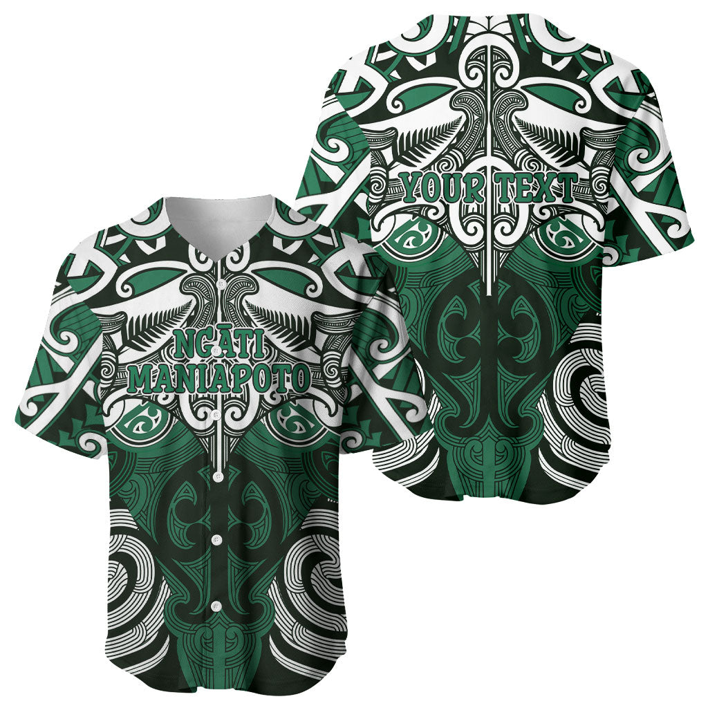 Personalised Maori Ngati Maniapoto Baseball Jersey Silver Fern Kowhaiwhai Art