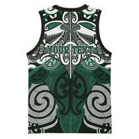 Personalised Maori Ngati Maniapoto Basketball Jersey Silver Fern Kowhaiwhai Art