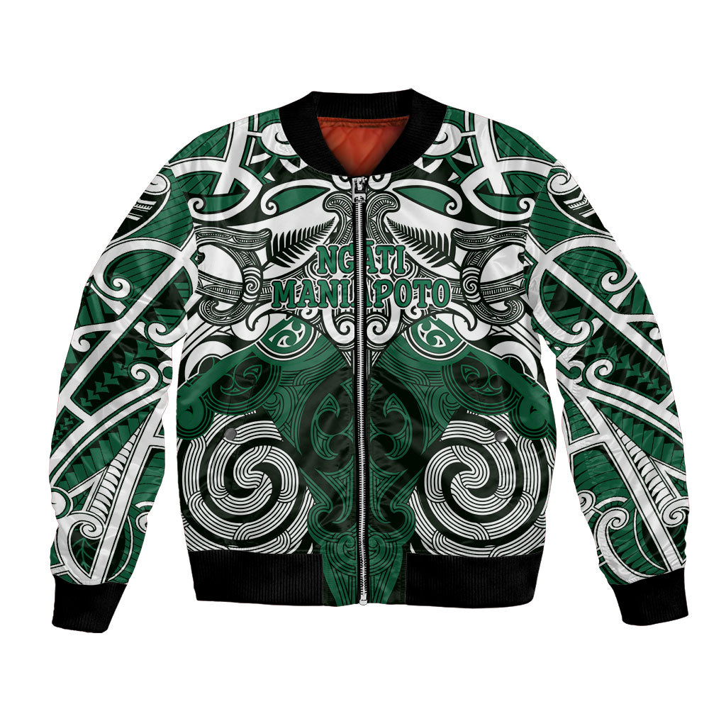 Personalised Maori Ngati Maniapoto Bomber Jacket Silver Fern Kowhaiwhai Art