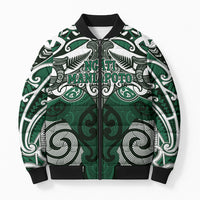 Personalised Maori Ngati Maniapoto Bomber Puffer Jacket Silver Fern Kowhaiwhai Art