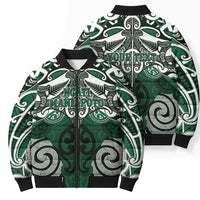 Personalised Maori Ngati Maniapoto Bomber Puffer Jacket Silver Fern Kowhaiwhai Art