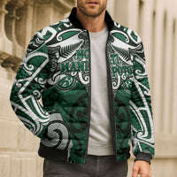 Personalised Maori Ngati Maniapoto Bomber Puffer Jacket Silver Fern Kowhaiwhai Art