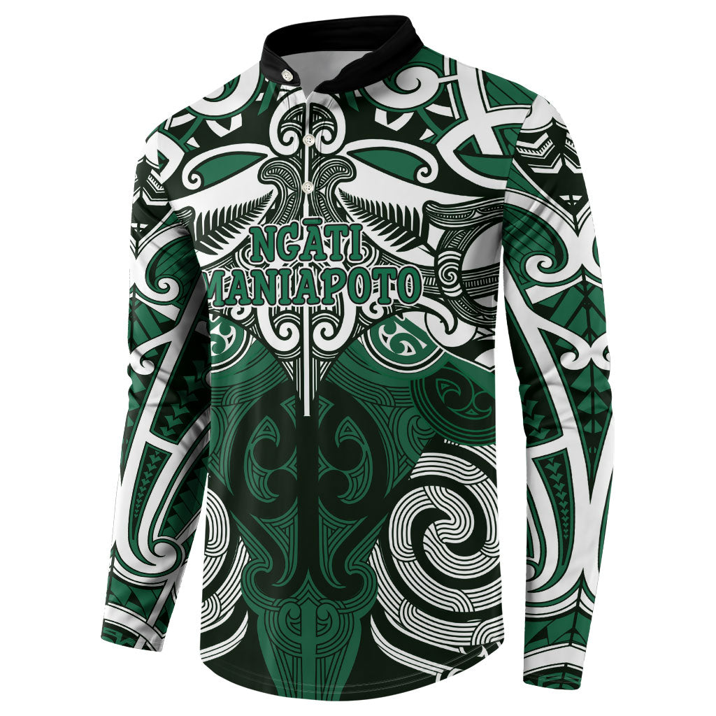 Personalised Maori Ngati Maniapoto Button Sweatshirt Silver Fern Kowhaiwhai Art