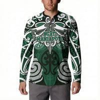 Personalised Maori Ngati Maniapoto Button Sweatshirt Silver Fern Kowhaiwhai Art