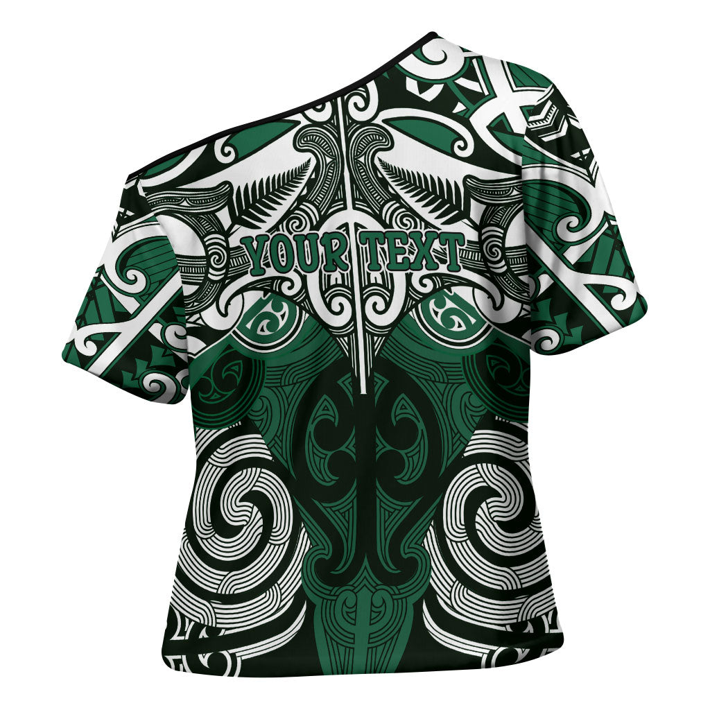Personalised Maori Ngati Maniapoto Cross Shoulder Shirt Silver Fern Kowhaiwhai Art
