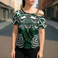 Personalised Maori Ngati Maniapoto Cross Shoulder Shirt Silver Fern Kowhaiwhai Art
