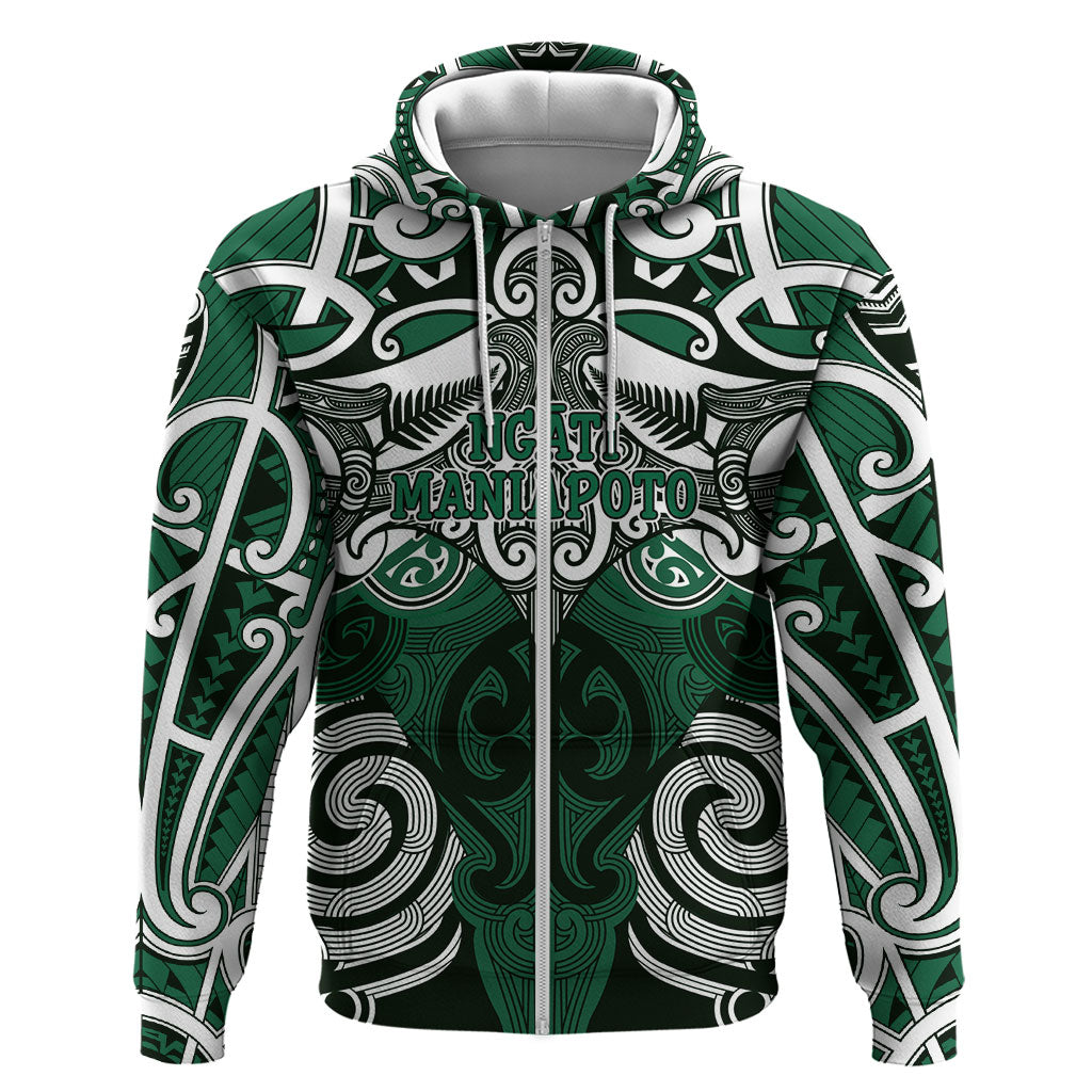 Personalised Maori Ngati Maniapoto Hoodie Silver Fern Kowhaiwhai Art