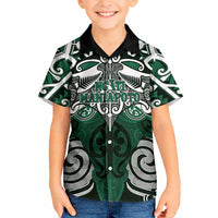Personalised Maori Ngati Maniapoto Kid Hawaiian Shirt Silver Fern Kowhaiwhai Art