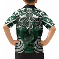 Personalised Maori Ngati Maniapoto Kid Hawaiian Shirt Silver Fern Kowhaiwhai Art