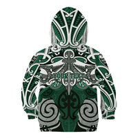 Personalised Maori Ngati Maniapoto Kid Hoodie Silver Fern Kowhaiwhai Art