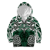 Personalised Maori Ngati Maniapoto Kid Hoodie Silver Fern Kowhaiwhai Art