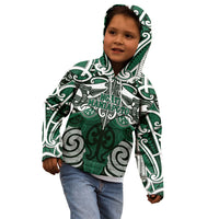 Personalised Maori Ngati Maniapoto Kid Hoodie Silver Fern Kowhaiwhai Art