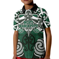 Personalised Maori Ngati Maniapoto Kid Polo Shirt Silver Fern Kowhaiwhai Art
