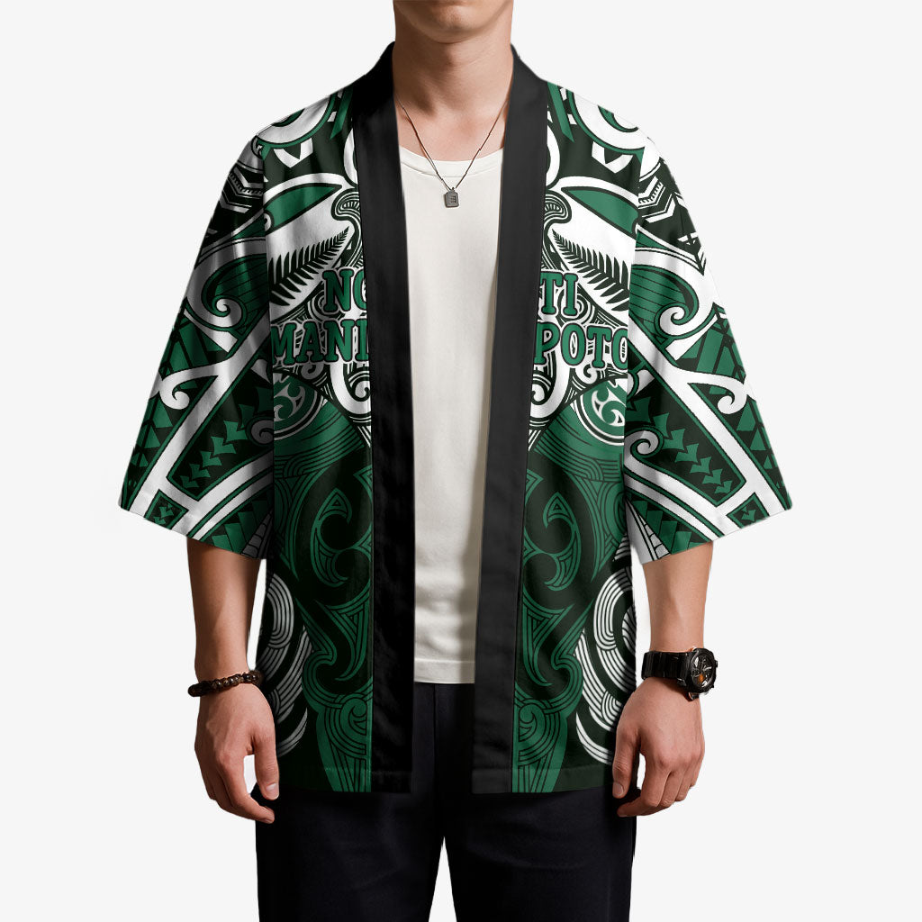 Personalised Maori Ngati Maniapoto Kimono Silver Fern Kowhaiwhai Art